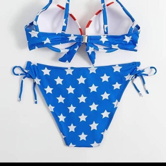 American Flag Print 2 Piece Bikini Set Womens XLarge -B - Picture 4 of 8